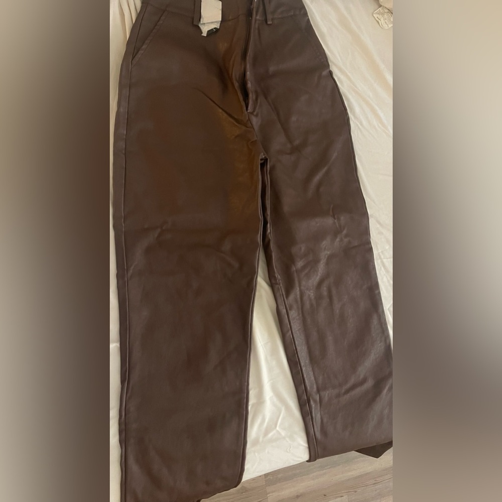 Nasty Gal leather pants wide leg